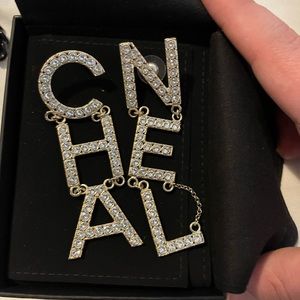 Authentic CHANEL 2020 CHA NEL name earrings